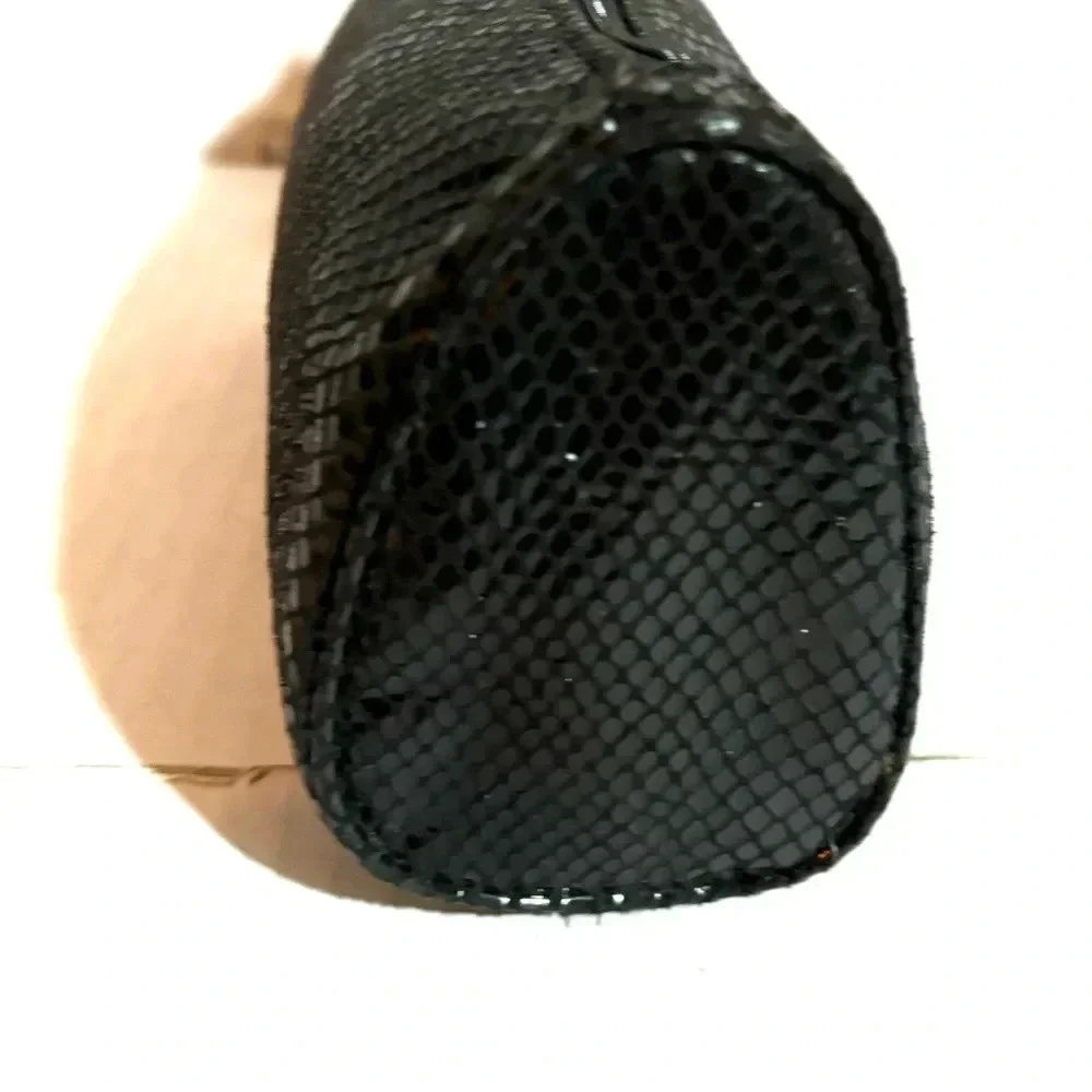 Michael kors black faux snakeskin metallic cosmetic bag